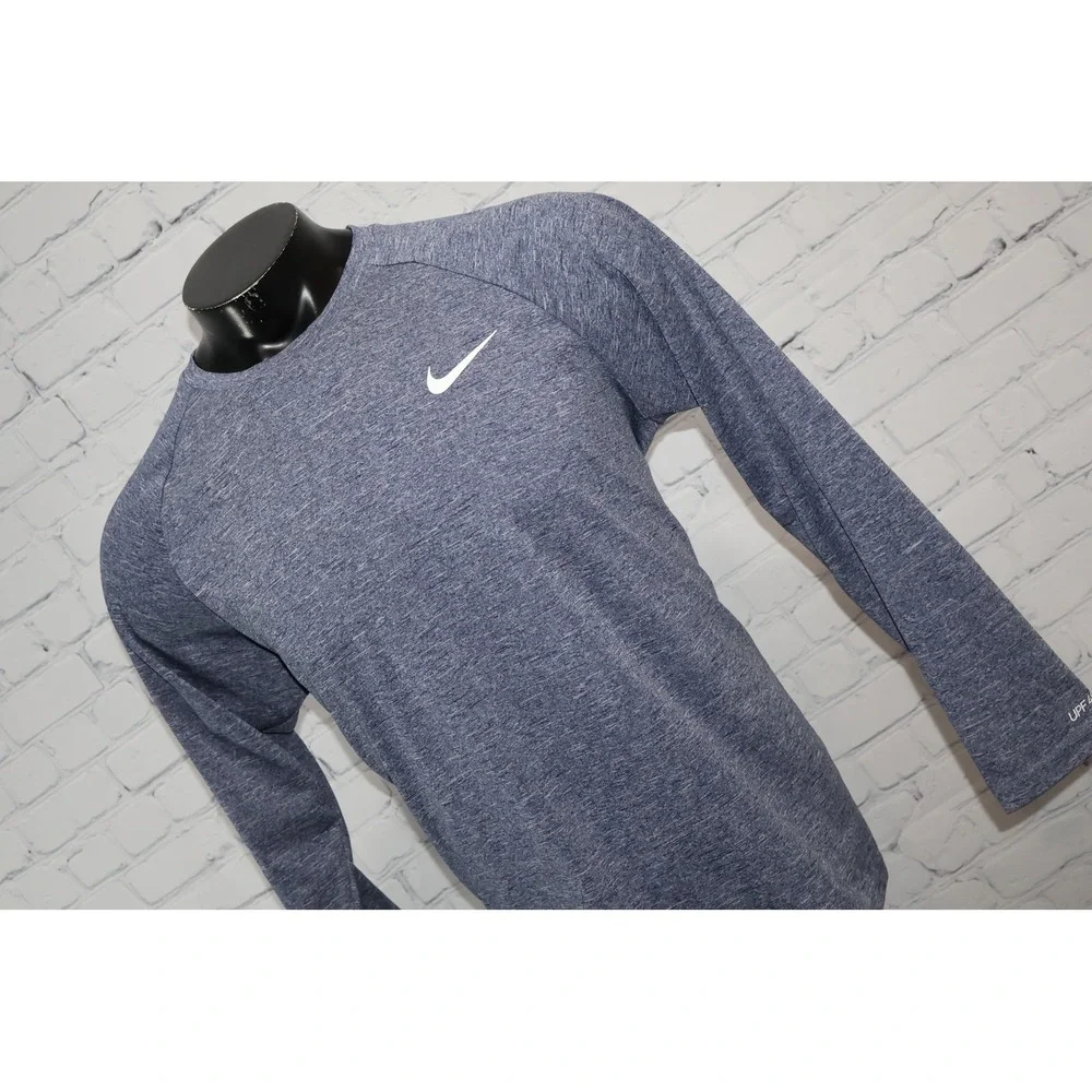 Nike Swim Rash Guard Mens Large Blue Long Sleeve Dri-FIT UPF 40+ Heathered